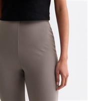 Women's Dark Grey Ribbed Flared Trousers New Look