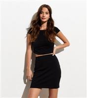 Women's Black Stretch-Cotton Tube Mini Skirt New Look
