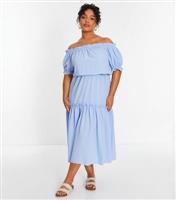 Women's QUIZ Plus Size Blue Bardot Midi Dress Curves New Look