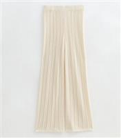 Women's Cream Pointelle Cotton-Blend Flared Trousers New Look