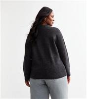 Women's Plus Size Dark Grey Crew Neck Jumper Curves New Look