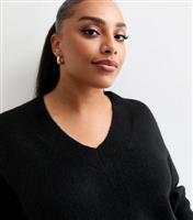 Women's Plus Size Black V-Neck Jumper Curves New Look