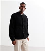 Men's Black Regular Fit Textured Bomber Jacket New Look