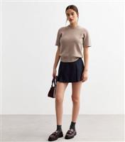 Women's Navy Pleated Mini Skort New Look
