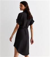 Women's Black Belted Midi Shirt Dress Gini London New Look