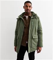 Men's Khaki Regular Parka Jacket New Look