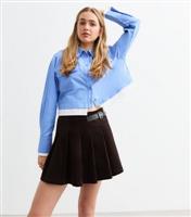 Women's Brown Corduroy Belted Pleated Micro Mini Skirt New Look