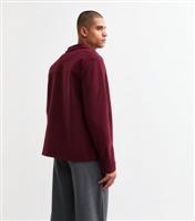 Men's Dark Red Regular Brushed Patch Pocket Overshirt New Look