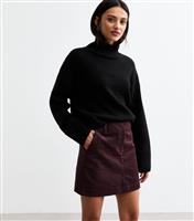 Women's Burgundy Corduroy Mini Skirt New Look