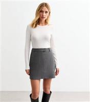 Women's Grey Herringbone Mini Skirt New Look