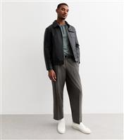 Men's Dark Grey Relaxed Pleated Tailored Trousers New Look