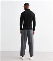 Men's Black Checked Pleated Oversized Tailored Trousers New Look