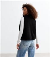 Women's Black Borg Sleeveless Gilet Jacket New Look
