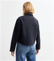 Women's Navy Textured Crop Shacket New Look