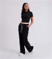 Women's Black Drawstring Wide Leg Trousers Urban Bliss New Look