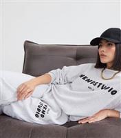 Women's Grey Logo Oversized Joggers WKNDGIRL New Look