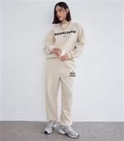 Women's Stone Logo Oversized Joggers WKNDGIRL New Look