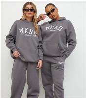 Women's Dark Grey Athletic Club Logo Hoodie WKNDGIRL New Look