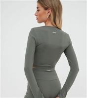 Women's Olive Long Sleeve Crop Top WKNDGIRL New Look
