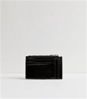 Black High Shine Quilted Cardholder New Look