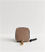 Light Brown Leather-Look Earphones Case New Look