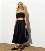 Women's Black Bubble-Hem Midi Skirt New Look
