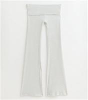 Women's Grey Ribbed Flared Leggings Dorina New Look