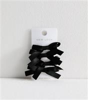 4 Pack Black Mini Satin Bow Hair Slides New Look