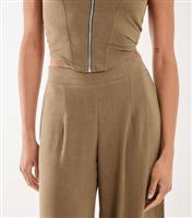 Women's Olive Linen-Look Trousers Pink Vanilla New Look