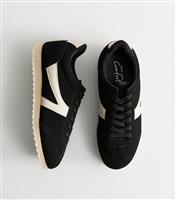 Women's Black Lace Up Faux Suede Trainers Vegan New Look