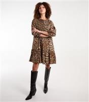 Women's Brown Leopard-Print Tiered Dress Blue Vanilla New Look