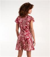 Women's Burgundy Wrap Ruffle-Sleeve Mini Dress Blue Vanilla New Look
