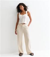Women's Off White Pleated Trousers ONLY New Look
