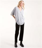 Women's Grey Zip Front Top Blue Vanilla New Look