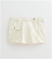 Women's Stone Patch Pocket Denim Mini Skort ONLY New Look