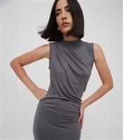 Women's Grey Sleeveless Drape Maxi Dress WKNDGIRL New Look