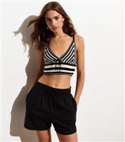 Women's Black Crochet Stripe Cami Top New Look