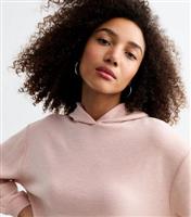Women's Pink Ribbed Long Sleeve Hooded Top New Look