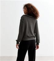 Women's Grey Rib Soft Touch Oversized Half Zip Jumper New Look