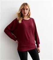 Women's Burgundy Soft Touch Batwing Sleeve Top New Look