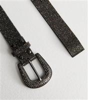 Silver Diamant Embellished Belt New Look