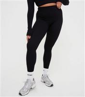 Women's Black Seamless Ribbed High Waist Leggings WKNDGIRL New Look