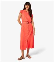 Women's Red Short Sleeve Midi Shirt Dress Apricot New Look