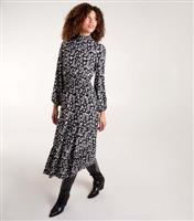 Women's Black Floral Print Midi Dress Blue Vanilla New Look