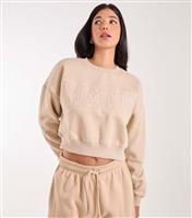 Women's Stone Boston Slogan Crop Sweatshirt Pink Vanilla New Look