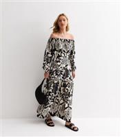 Women's Black Floral Bardot Maxi Dress Gini London New Look