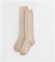 Cream Cable Knit Socks New Look