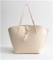 Cream Faux Leather Winged Tote Bag Vegan New Look