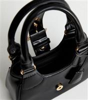 Black Leather-Look Buckle Crossbody Mini Bag Vegan New Look