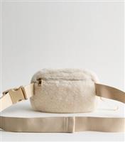 Cream Borg Zipped Bumbag Vegan New Look